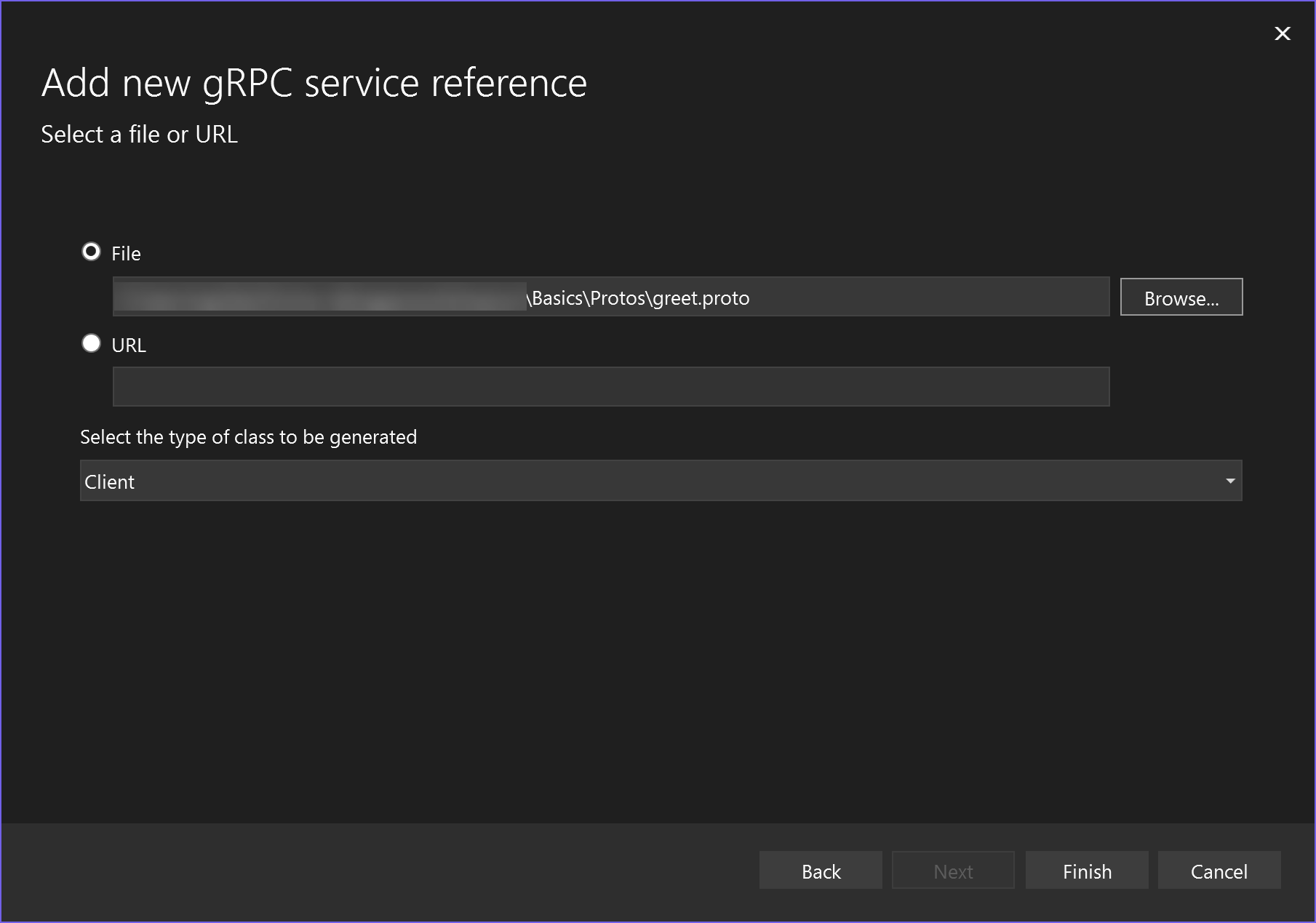 Select the proto file